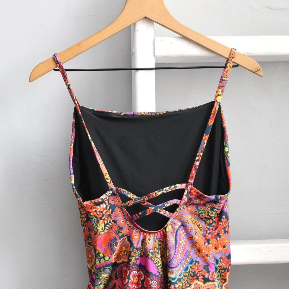 Allihop Anthropologie Multi Paisley Square-Neck One-Piece Swimsuit Size Medium - Picture 6 of 9